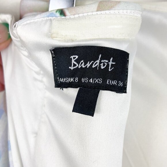 BARDOT | White Ivory Multi Floral Plaid Print Strapless Bodycon Midi Dress - Picture 10 of 10